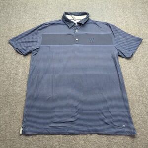 Anderson Ord Shirt Mens Large Blue Striped Performance Stretch Logo Casual